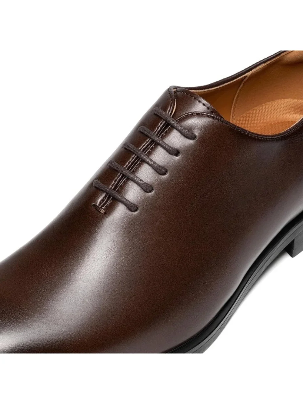 Men's Dark Brown Faux Leather Lace Up Classic Comfort Oxford Formal Dress Shoes
